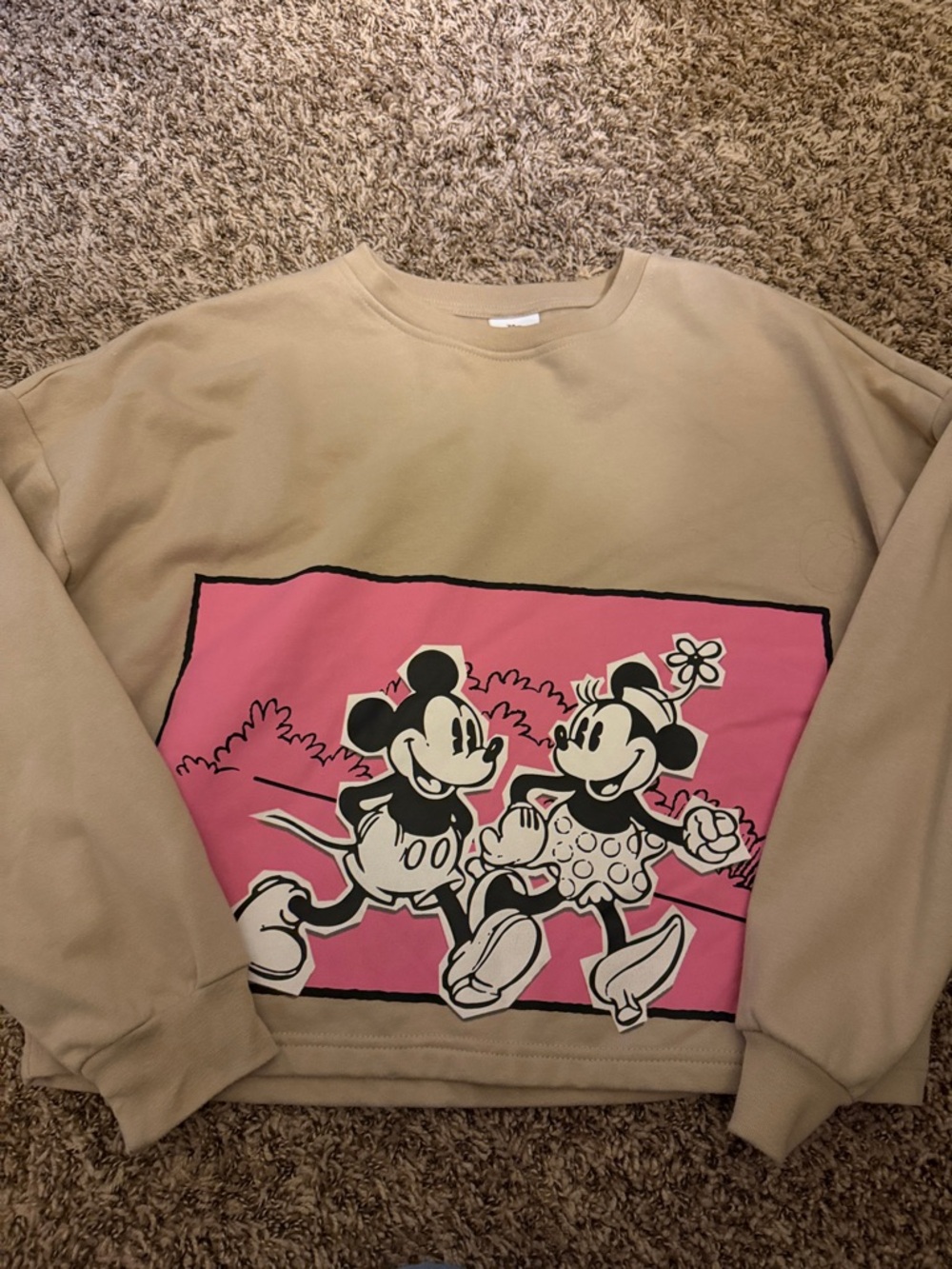 Disney Beige Mickey Mouse Crewneck Sweatshirt